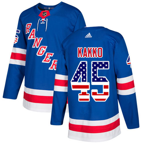 Adidas New York Rangers 45 Kappo Kakko Royal Blue Home Authentic USA Flag Stitched Youth NHL Jersey